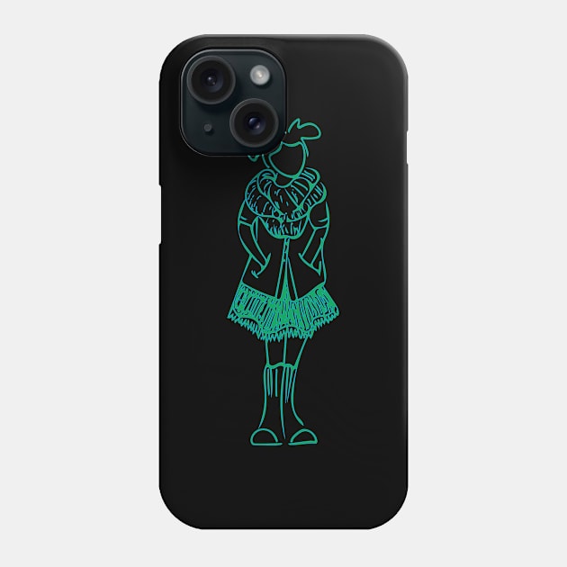 Turquoise Bundled Kawaii Girl Phone Case by fruitfulart