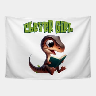 Cute Velociraptor Clever Girl Illustration Tapestry