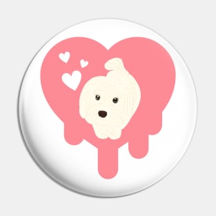 Dog melting heart Pin