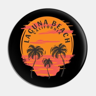 Laguna Beach California Sunset Skull and Palm Trees Pin