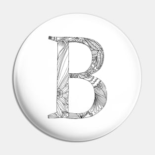 Henna Alphabet B / Henna Letter B - Black Henna Line Art Pin