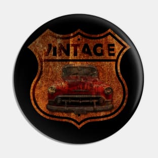 Vintage Car Road sign Rustic Pin