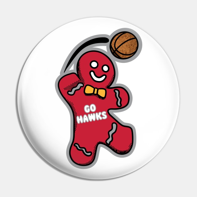 Atlanta Hawks Gingerbread Man Pin by Rad Love