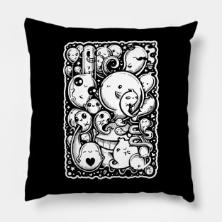 Lots of Little Ghosts - White Outlined Version Pillow