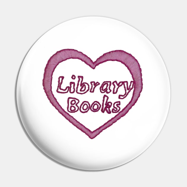 Library Books Heart Embroidery Pin by Fireflies2344