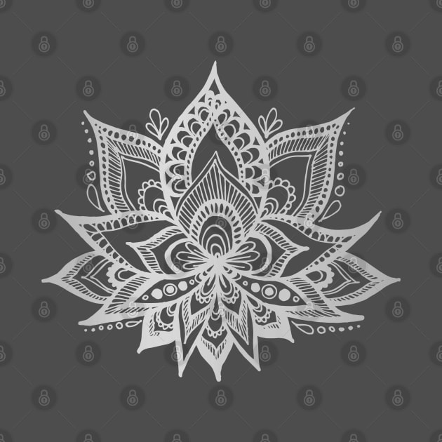 Silver Gray Lotus Flower by julieerindesigns