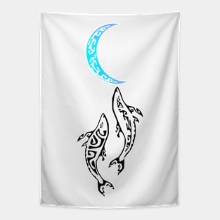 Dauphins au clair de lune Tapestry