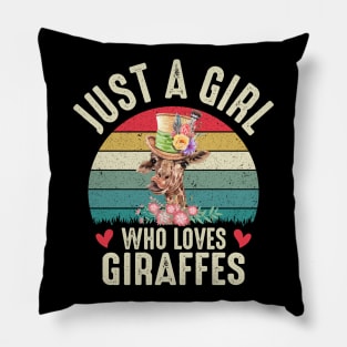 Just a Girl who Loves Giraffes Floral Giraffe Lovers Funny School Gifts For Girls Pillow