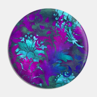 Jungle Floral Neck Gator Blue and Purple Jungle Flowers Pin