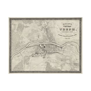 Vintage Map of Tver Russia (1845) T-Shirt