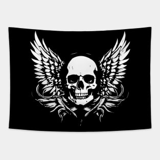 rock skull with wings Tapestry