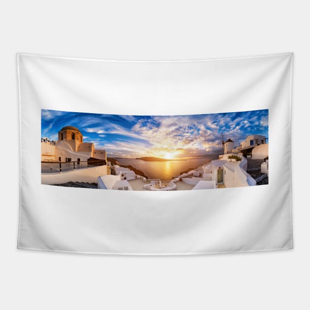 Sunset from Oia, Santorini, Greece (F021/4320) Tapestry by SciencePhoto