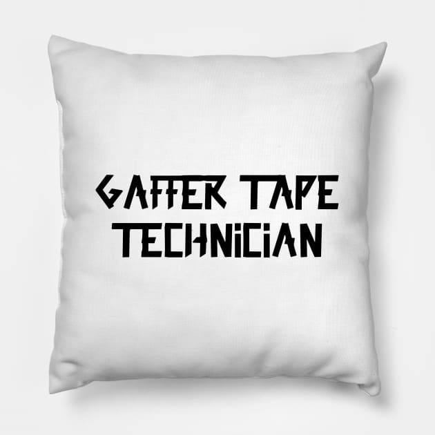 Gaffer tape technician Black Tape Pillow by sapphire seaside studio