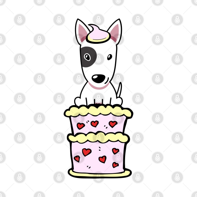 Bull terrier dog Jumping out of a cake by Pet Station