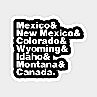 Continental Divide Trail States (White Font) Magnet