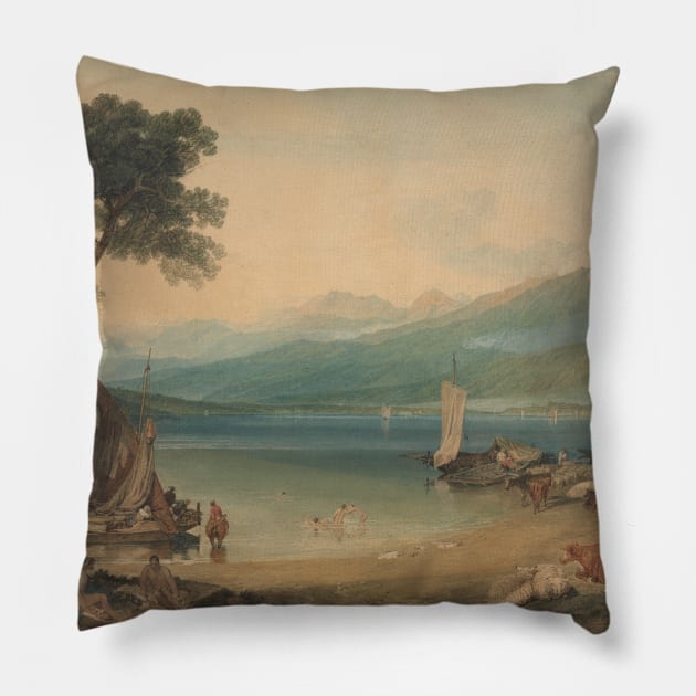 Lake Geneva and Mount Blanc by J.M.W. Turner Pillow by Classic Art Stall