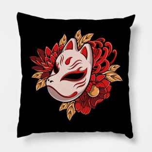 JAPANESE KITSUNE MASK ILLUSTRATION Pillow