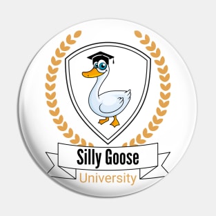 Silly Goose University - Cartoon Goose Design With Golden Details Pin