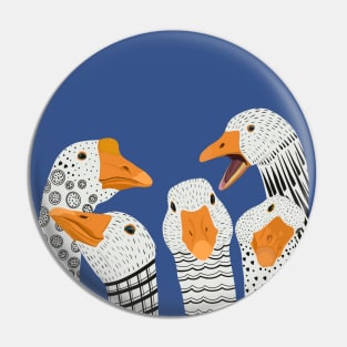 Five Patterned Geese Pin