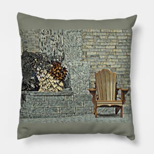 Chair and Birck Wall-4 Pillow