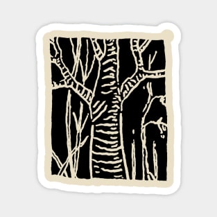 Cherry Tree and Widows - Woodcut Style Magnet