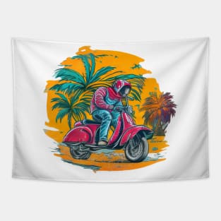 Biker vespa scooter vintage retro Tapestry