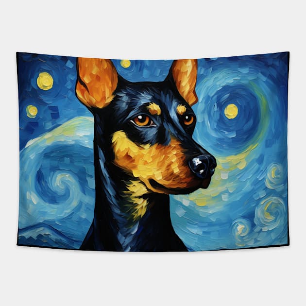 German Pinscher portrait Tapestry by NatashaCuteShop