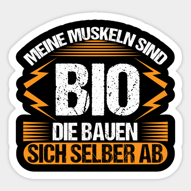 Bio Muskeln Lustiges Bodybuilding Fitness Workout Muskeln Sticker Teepublic