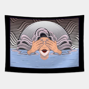 The Dreaming lady 3 - Japanese Style art - Yabisan Tapestry