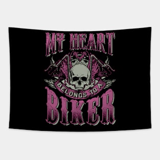 Motorcycle My Heart Belongs To Bikerfriend Tapestry