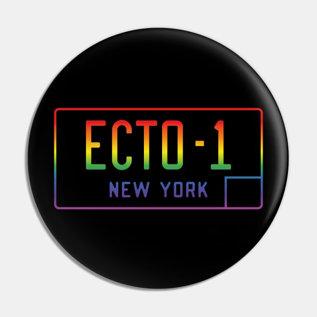 Ecto-1 Licence Plate (rainbow effect) Pin by GraphicGibbon