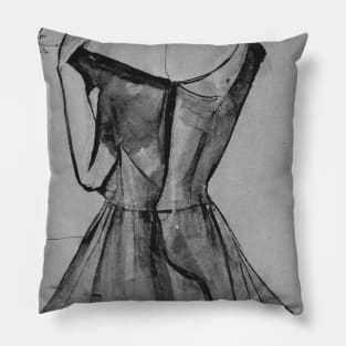 Gray Watercolor Fashion Sketch Pillow