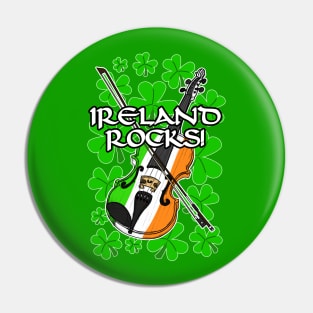 Ireland Rocks Fiddle Irish Flag St Patrick's Day Pin