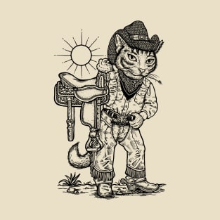 Cowboy-Cat with a  horse saddle T-Shirt