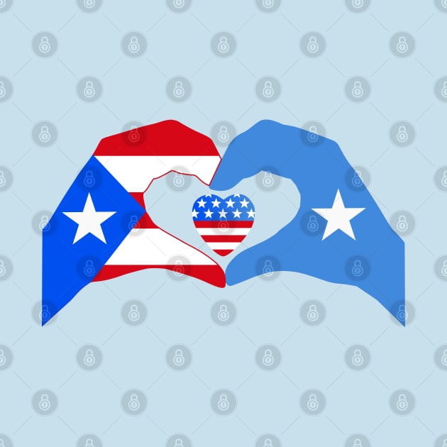 We Heart Puerto Rico & Somalia & USA Patriot Flag Series by Village Values