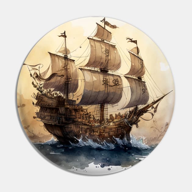 Pirate Ship Pin by Buff Geeks Art