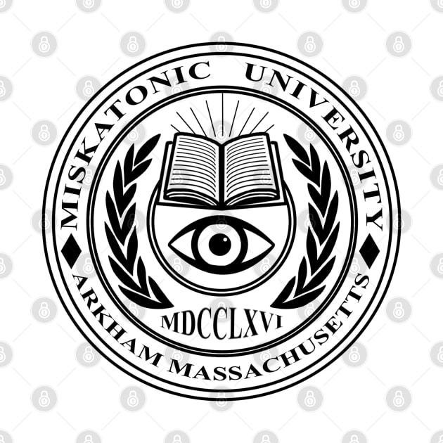 Miskatonic University Crest White - HP Lovecraft by Duckfieldsketchbook01