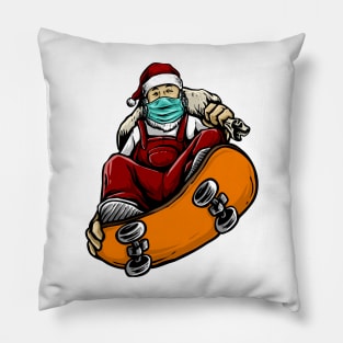 christmas skateboarding santa Pillow