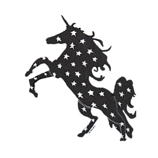 Unicorn Power Black Silhouette of a Unicorn with White Stars T-Shirt