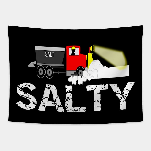 Winter Salty Snow Plow Driver Tapestry by StacysCellar