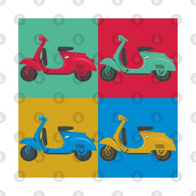 Vintage Italian Scooter Pop Art Illustration by ibadishi