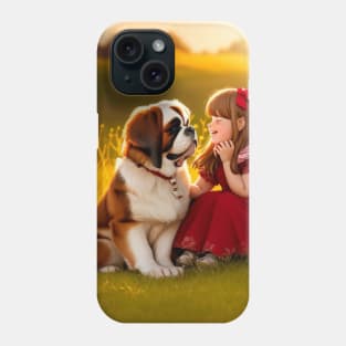 child hanging out with a dog. Phone Case