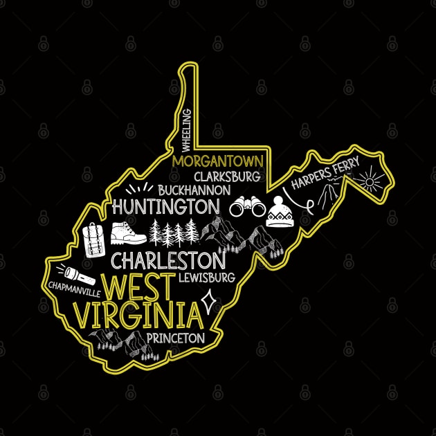 Morgantown West Virginia Map Lewisburg Huntington by BoogieCreates