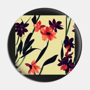 Beautiful Stylized Red Flowers on beige background, for all those who love nature #186 Pin