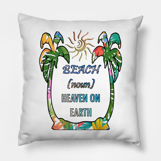 Beach Shirts Tropical Design Palm Trees & Sun Vacation Teacher Break Gift Pillow by tamdevo1