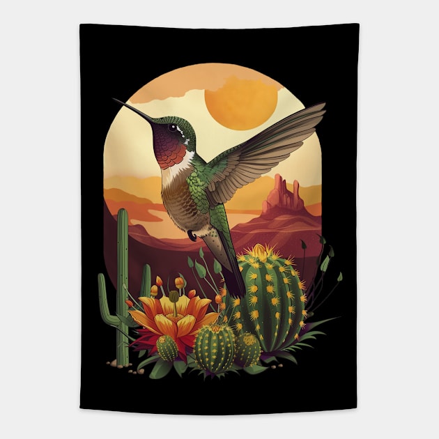 Hummingbird in the desert Tapestry by feafox92