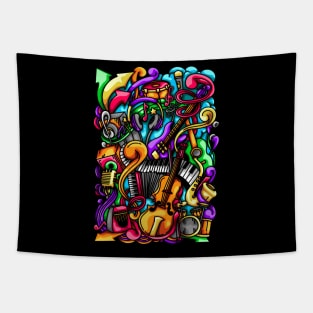 Music Doodle Illustration Tapestry