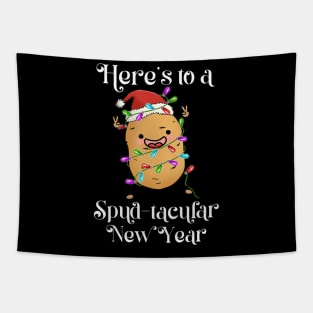 Xmas Vegetable Heres to a Spud Tacular New Year Santa Potato Christmas Tapestry