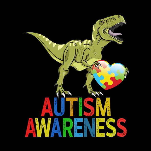 Dinosaurs With Heart Autism Awareness by Rumsa