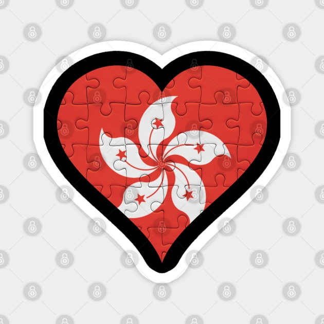 Hong Kongese Jigsaw Puzzle Heart Design - Gift for Hong Kongese With Hong Kong Roots Magnet by Country Flags